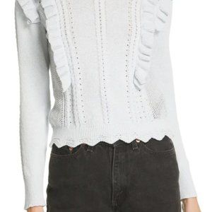 Rebecca Taylor light blue ruffle sweater